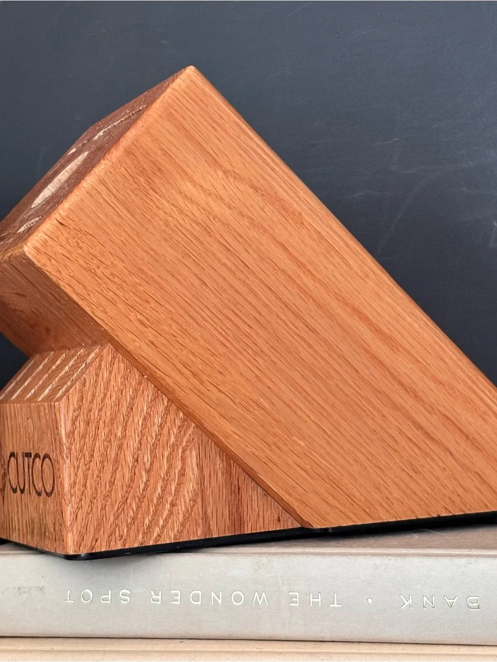 Cutco Knife Block 10 Slot Solid Oak Holds 9 Knives + Sharpener Hole Made in USA